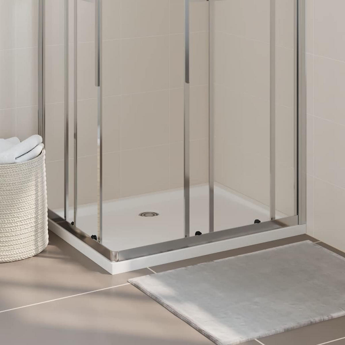 DUSCHTASSE Rechteckig 70/90 Cm - Weiß, Glas (90/4/70cm) - vidaXL