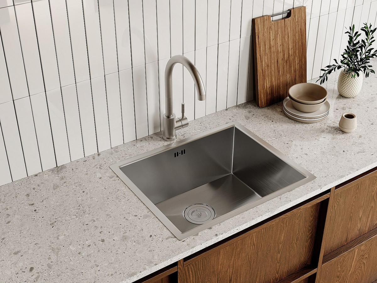 KÜCHENARMATUR - 24 cm x 9 cm - metall - grau Romily - Grau, Metall (24/36/9cm) - Vente-Unique