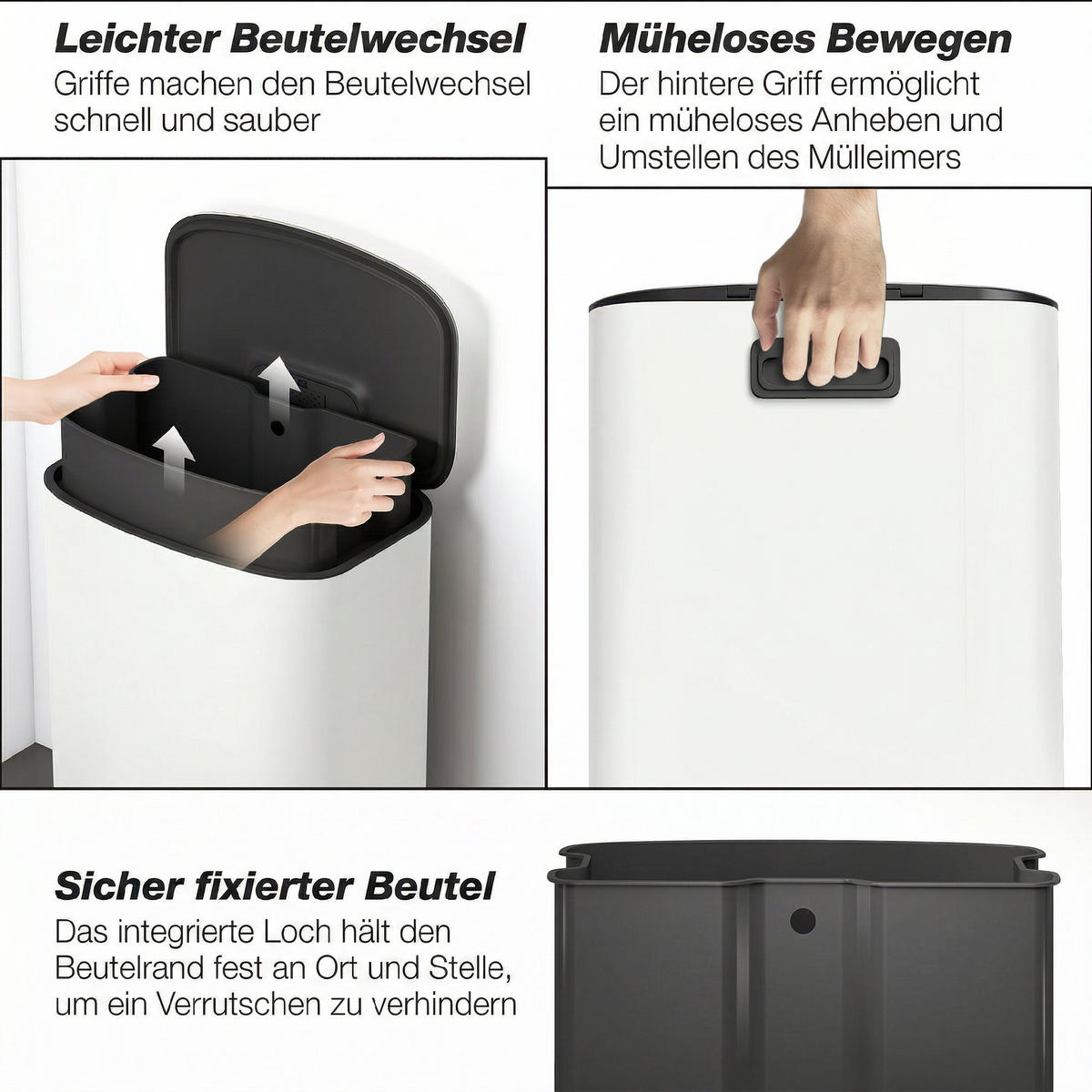 MÜLLEIMER Creme 45.1/36.5/62.2 cm - Creme, Metall (36.5/62.2/45.1cm) - HOMCOM
