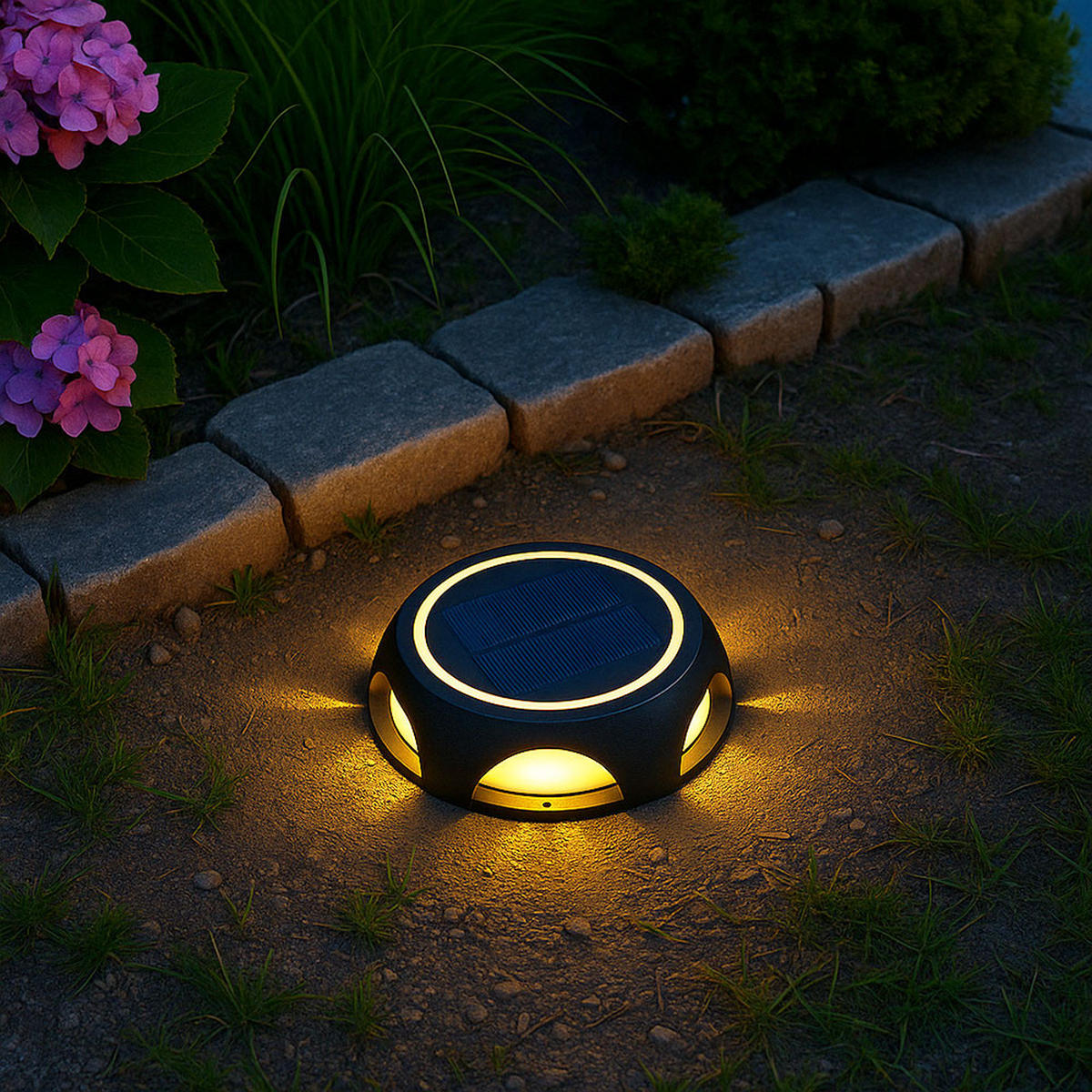 LED AUSSENLEUCHTE Kunststoff Schwarz - Schwarz, Metall (14/14/3.6cm) - Globo Lighting