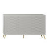 SIDEBOARD Delvine 3T Weiß 154/78/38 cm – mit schwarzen Beinen und 3 verzierten Türen - Goldfarben/Weiß, Holzwerkstoff (154/78/38cm) - AX Living