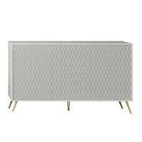 SIDEBOARD Delvine 3T Weiß 154/78/38 cm – mit schwarzen Beinen und 3 verzierten Türen - Goldfarben/Weiß, Holzwerkstoff (154/78/38cm) - AX Living