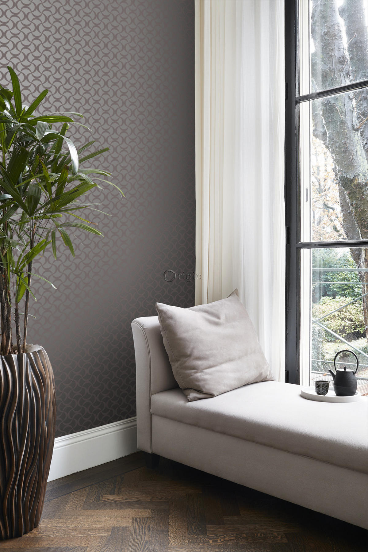 TAPETE grafisches Muster 53 cm x 10.05 m - Grau, Papier (53/1000cm) - Origin Wallcoverings