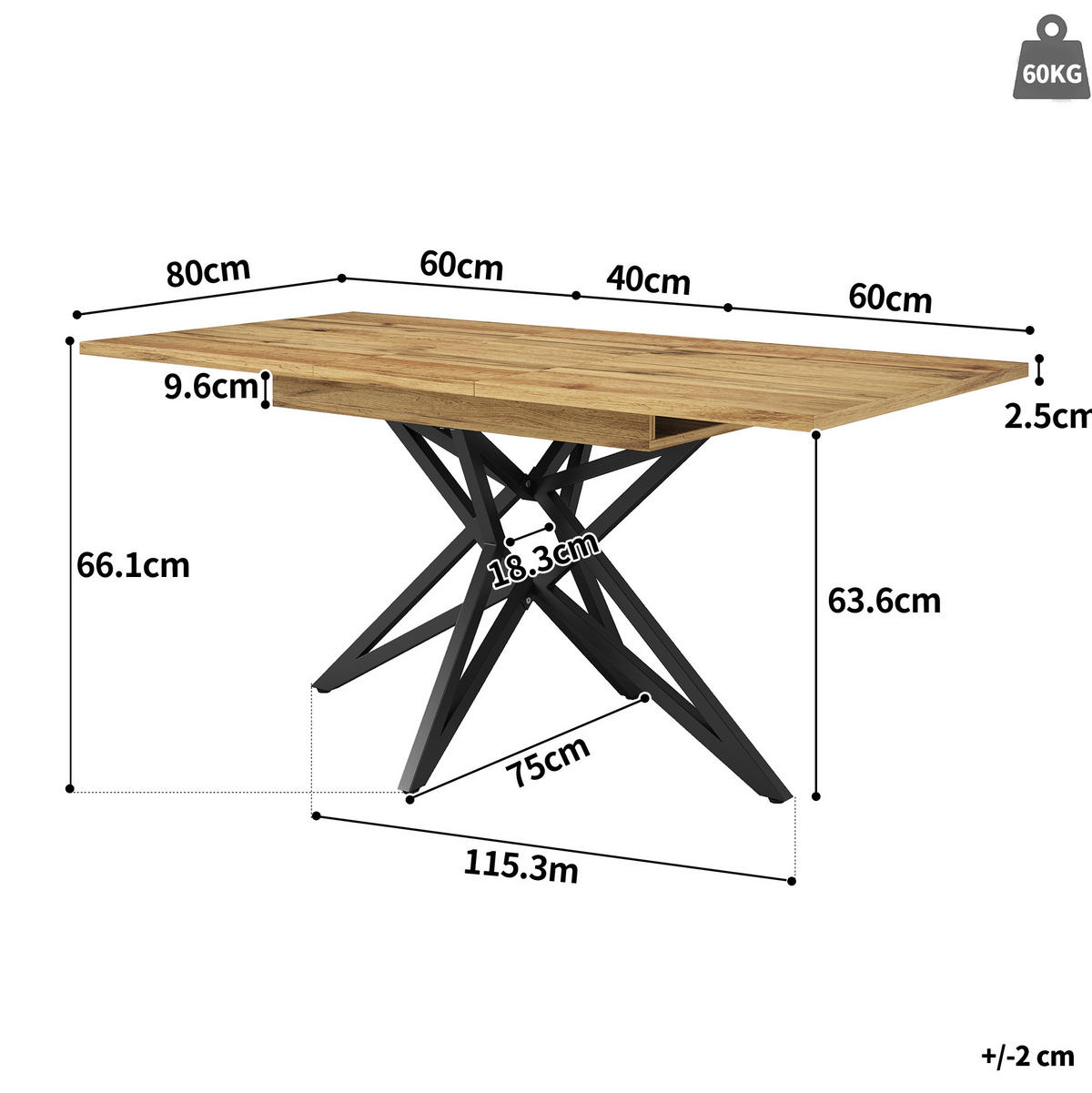 ESSTISCH 120/160/80 cm in Walnussfarben ausziehbar mit sternförmigem Metallgestell - Braun, Holzwerkstoff (120/80/66.1cm) - Flora Grace