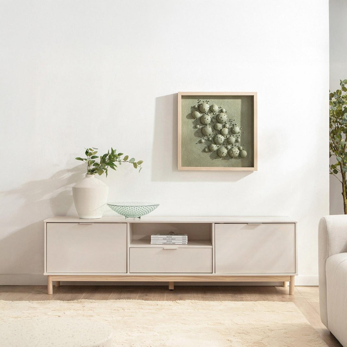 TV-ELEMENT Elian Weiß 180 cm x 53 cm - Weiß, Holzwerkstoff (180/53/39cm)