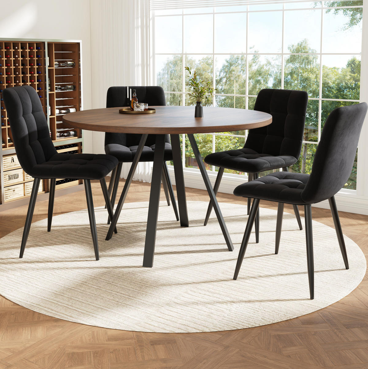 ESSTISCH 80/80/75 cm in Walnussfarben mit runder MDF-Tischplatte - Walnussfarben, Holzwerkstoff (80/80/75cm) - Flora Grace