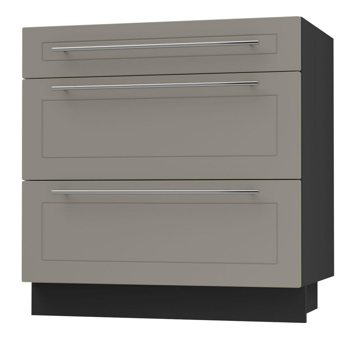 SCHUBLADENUNTERSCHRANK Kvantum D3A/80 80 / 50 / 82cm - Beige/Schwarz, Holz/Holzwerkstoff (80/82/50cm) - Feldmann-Wohnen