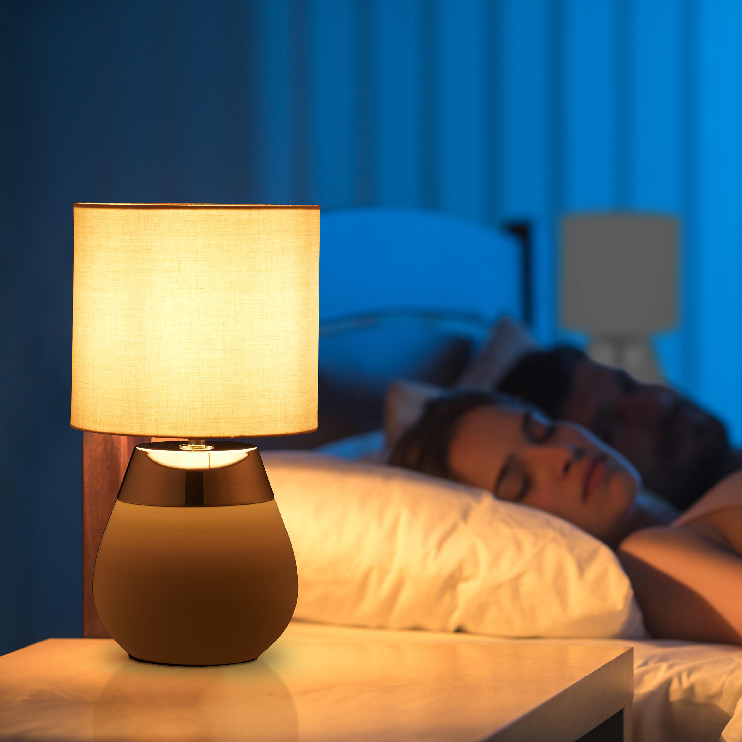 TISCHLAMPE - Grau, Kunststoff/Textil (18/18/32cm) - Relaxdays