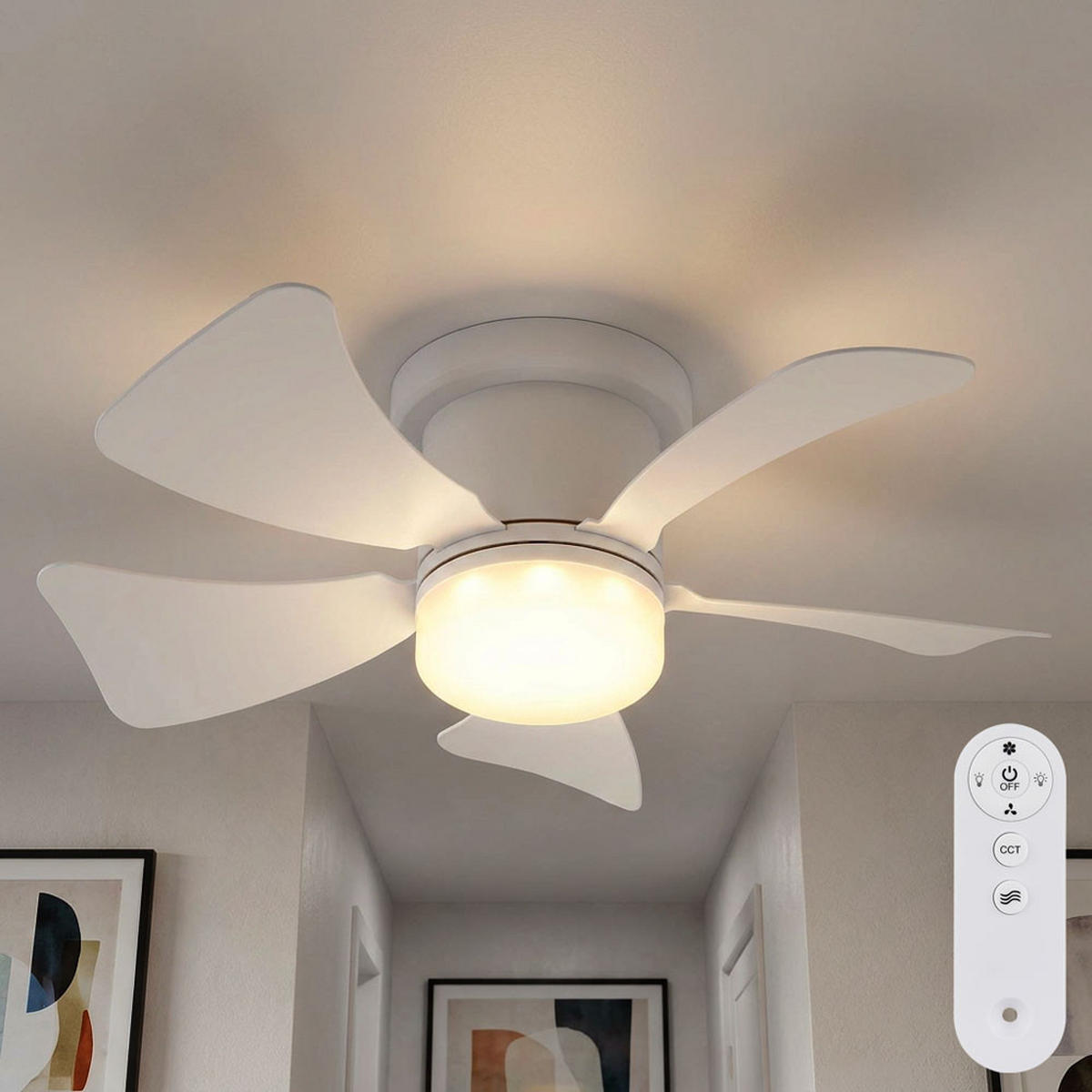 LED DECKENLEUCHTE HINES Weiß Kunststoff - Weiß, Metall (40.6/40.6/12.6cm) - Globo Lighting