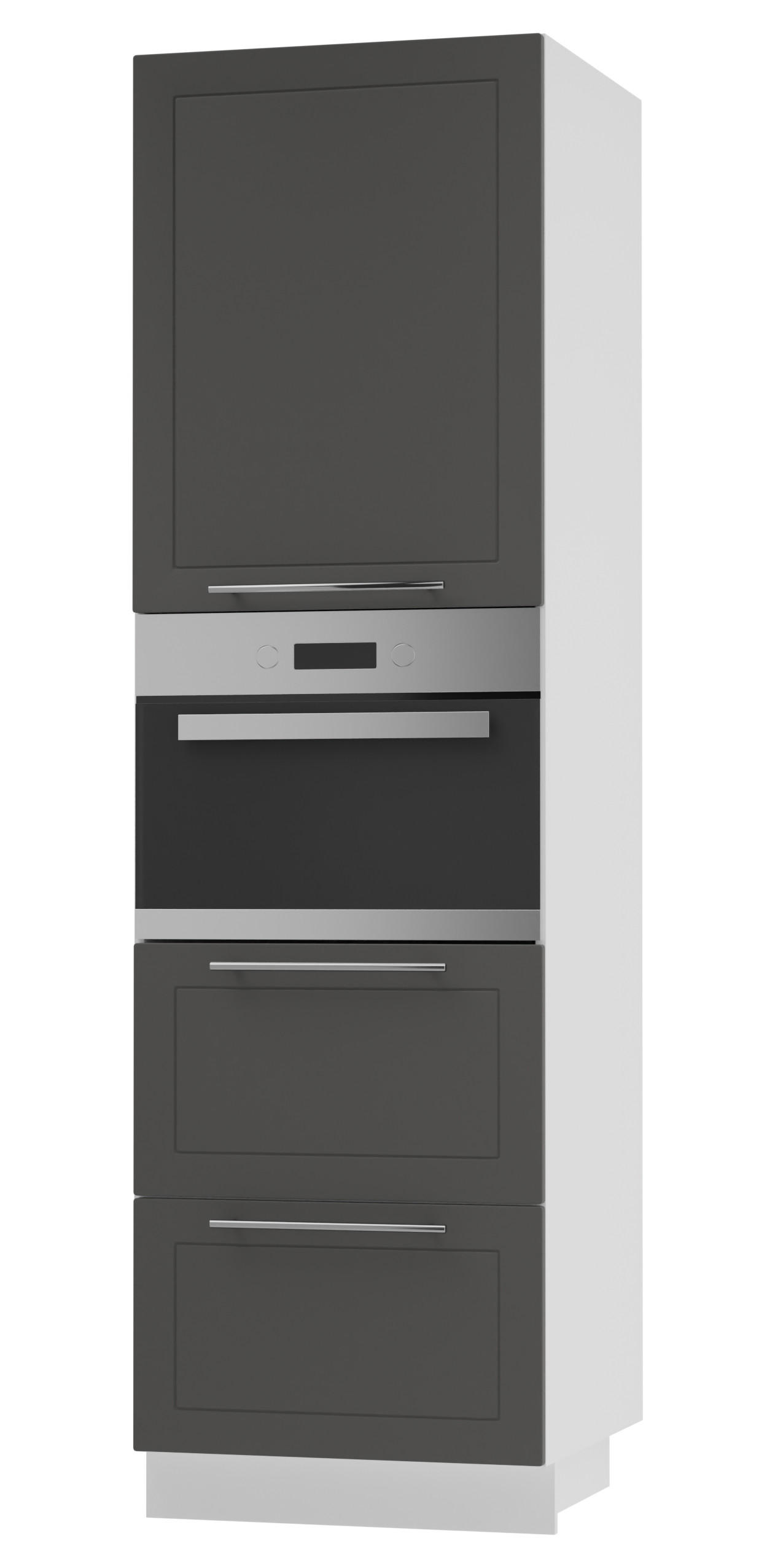 Feldmann-Wohnen Backofenhochschrank Graphit, Weiß 60x207x59 cm