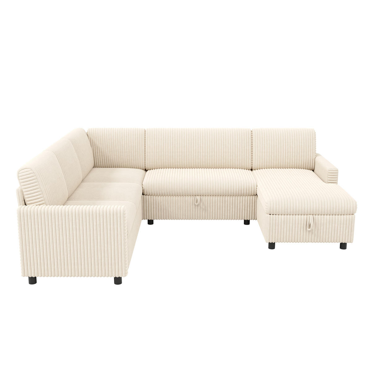 SOFA U Oblik na Razvlačenje Cord 220x274x85 cm Bež - bež, tekstil (274/85/220cm) - FLIEKS