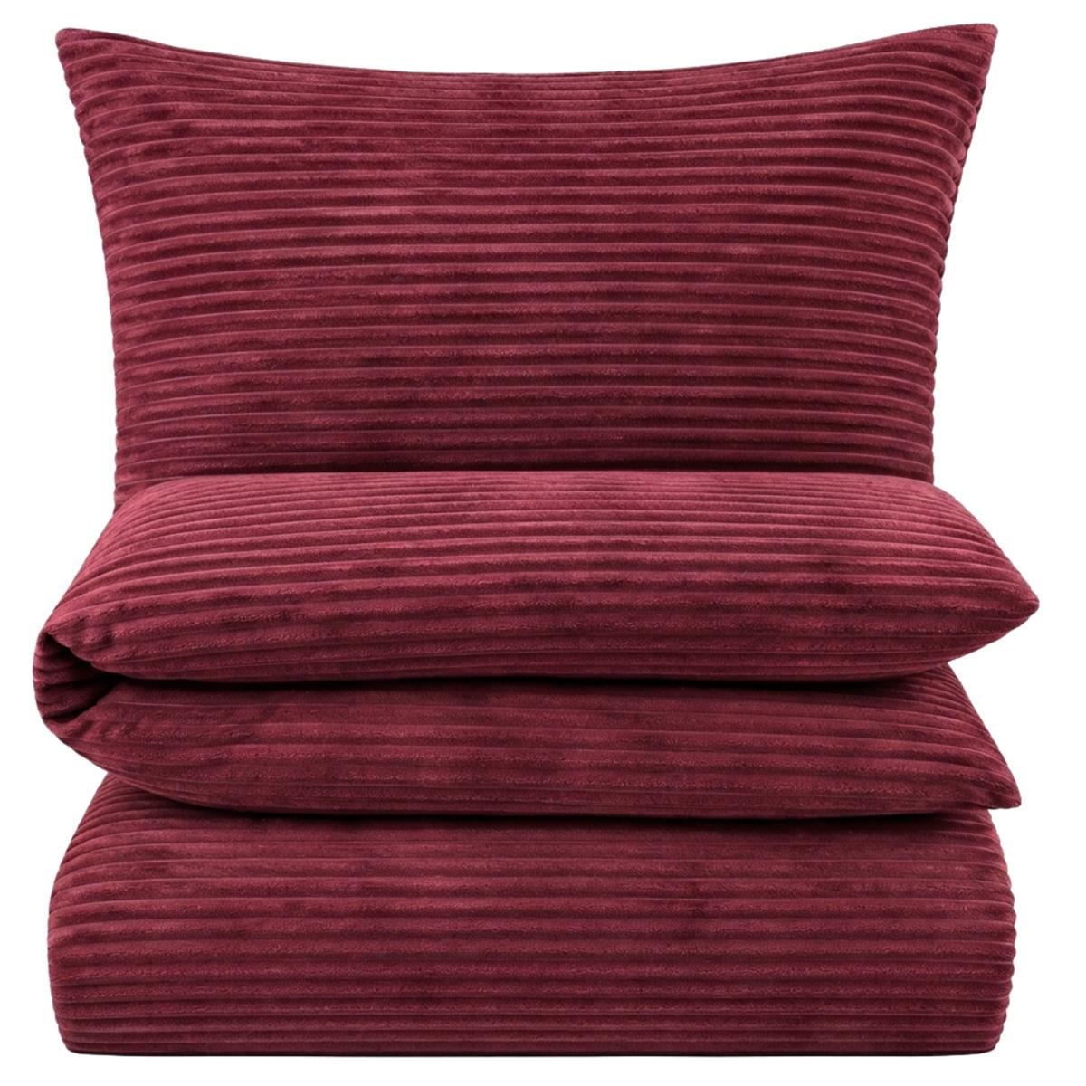 WINTER-BETTWÄSCHE 135x200 Cashmere Touch - Warme Cord Plüsch Fleece Kuschelbettwäsche- Bordo - Bordeaux, Textil (135/200cm) - Carpe Sonno