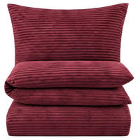 WINTER-BETTWÄSCHE 135x200 Cashmere Touch - Warme Cord Plüsch Fleece Kuschelbettwäsche- Bordo - Bordeaux, Textil (135/200cm) - Carpe Sonno