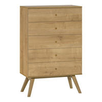 KOMMODE mit 5 Schubladen L75 cm - NATURE - Eichefarben, Holzwerkstoff (40/117/75cm) - Calicosy