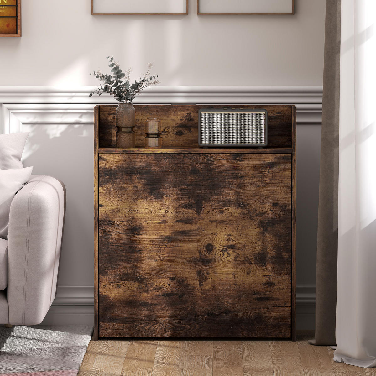 ESSTISCH Klappbar DE-08410 mit Regal, platzsparend Rustikal-Braun - Braun, Holzwerkstoff (90/80/93cm) - ComfortXL