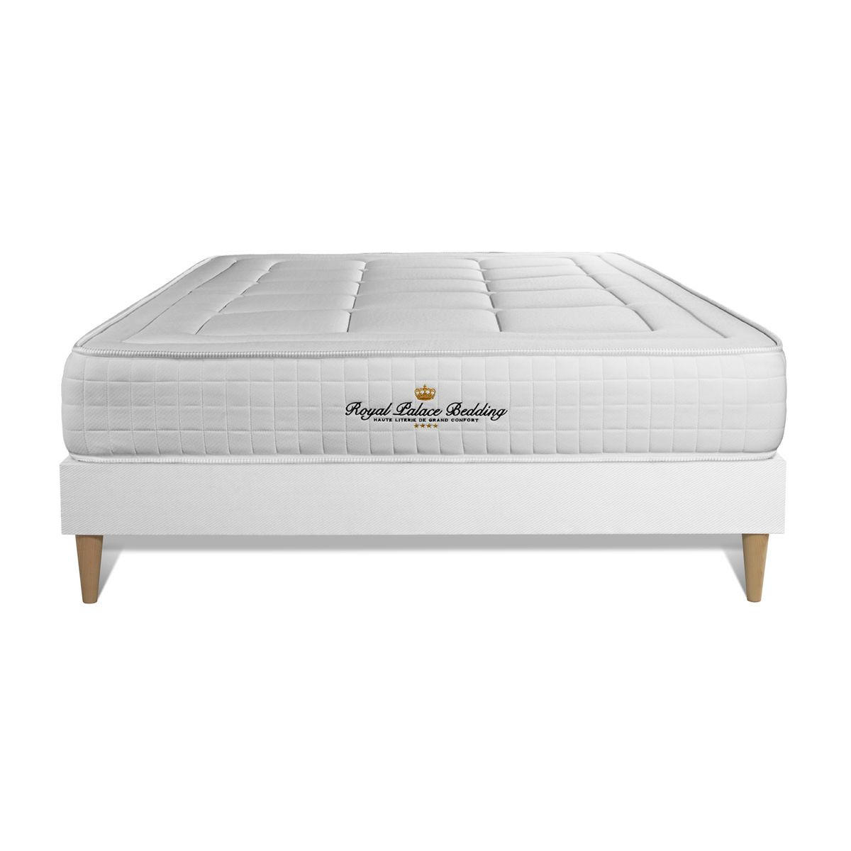 BETT Balmoral Memory-Schaum 140 x 220 cm h3 - Kit Bettgestell Weiß - Beige/Weiß, Karton/Holz (140/220cm) - ROYAL PALACE BEDDING