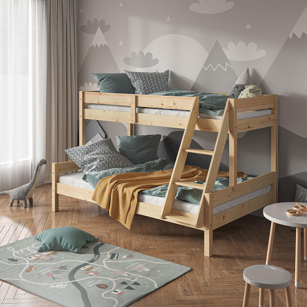 ETAGENBETT Everest Naturholz 120x200/80x200 cm - Naturfarben, Holz (120/200cm) - VitaliSpa