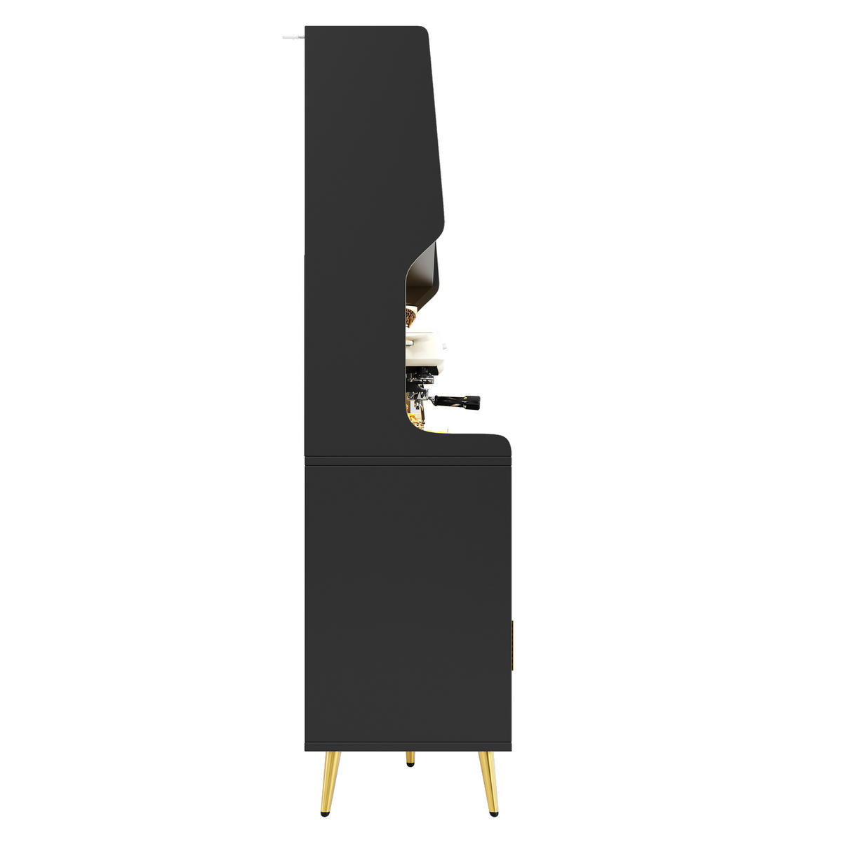 GESCHIRRSCHRANK aus MDF & Glas 145x39x171cm in Schwarz mit LED-App - Schwarz, Holzwerkstoff (145/171/39cm) - Modfu