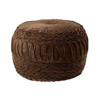 SAMT-POUF Sofia braun, plissiert in Flechtoptik, 50/50/35 cm - Braun, Textil (50/35/50cm) - Homescapes