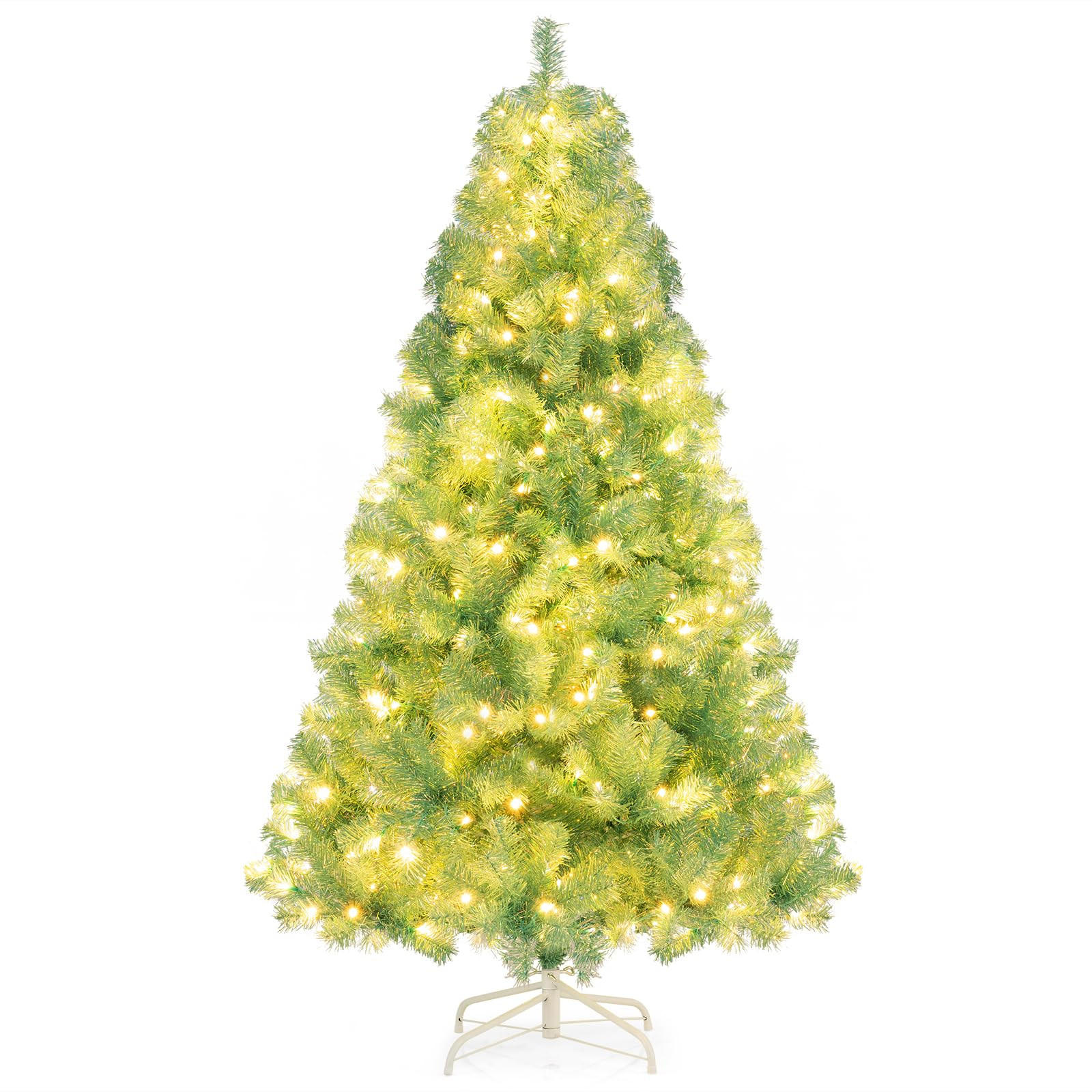 WEIHNACHTSBAUM Tannenform mit warmweißen LEDs 180 cm fruchtgrün - Grün, Metall (180cm) - COSTWAY