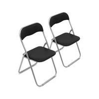 KLAPPSTUHL 2er Set in Metall Schwarz 47x43h79.5 - Grau, Metall (43/79.5/47cm) - DMORA