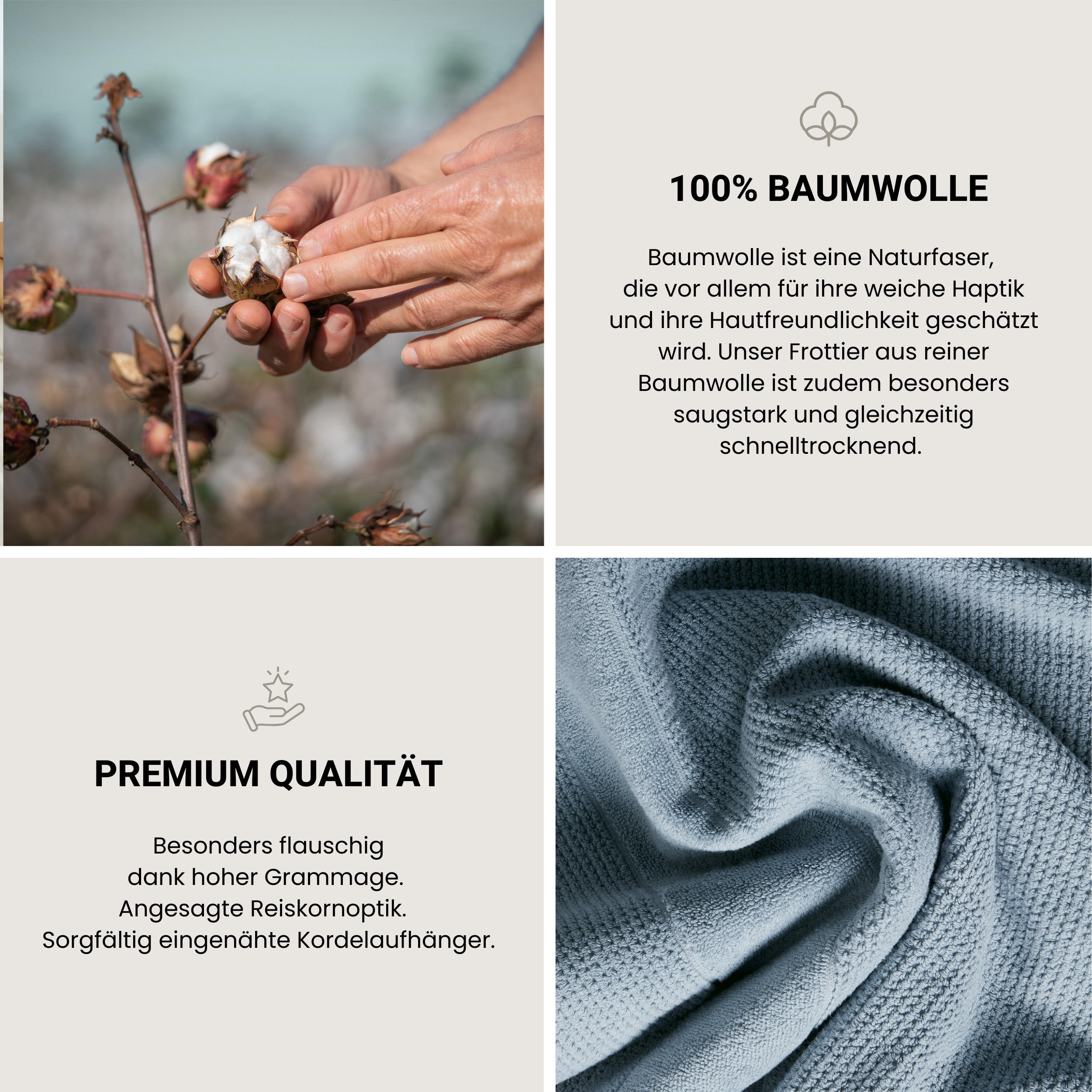 Thumbnail - Schiesser Handtuchset, Hellblau, Textil, 50x100 cm, Badtextilien, Handtücher