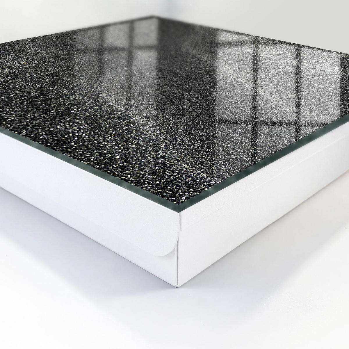 SCHLÜSSELBOX Weiß 30x30 cm – Türöffnung nach rechts - Schimmernde Wellen - Schwarz, Metall (30/30/5cm) - TULUP