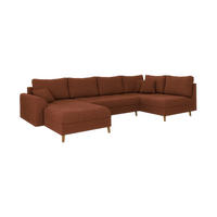 WOHNLANDSCHAFT Alma Terrakotta Cord - Ottomane Links - Terra cotta/Braun, Holz/Textil (310/81/161cm) - S-Style Möbel