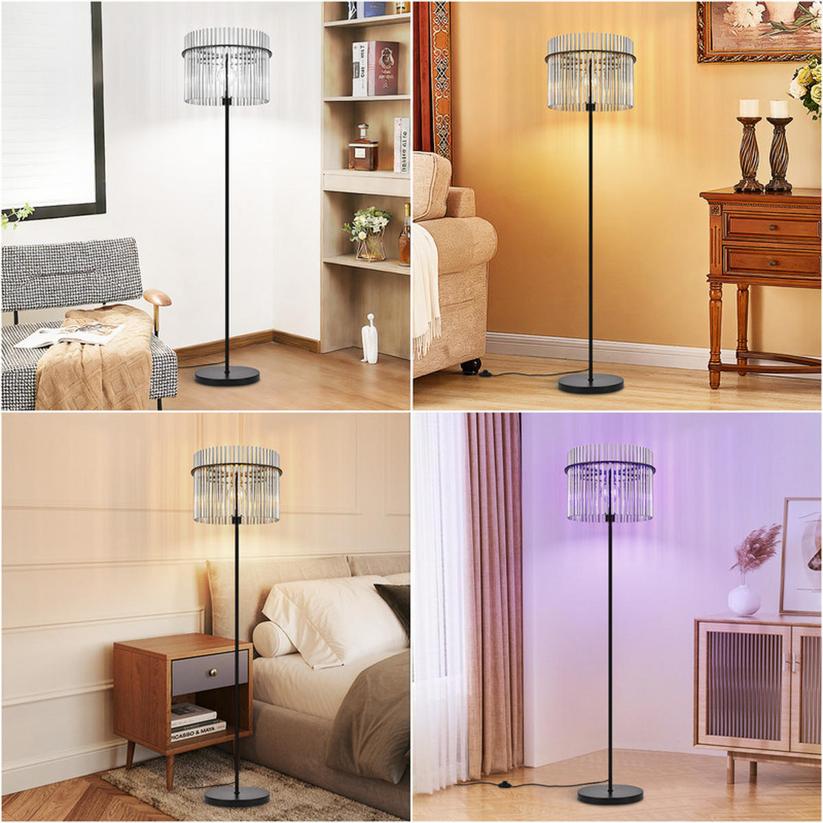 STEHLAMPE BÜNDE Ⅲ 38/26/154 cm - Schwarz, Metall (38/26/154cm) - Nettlife