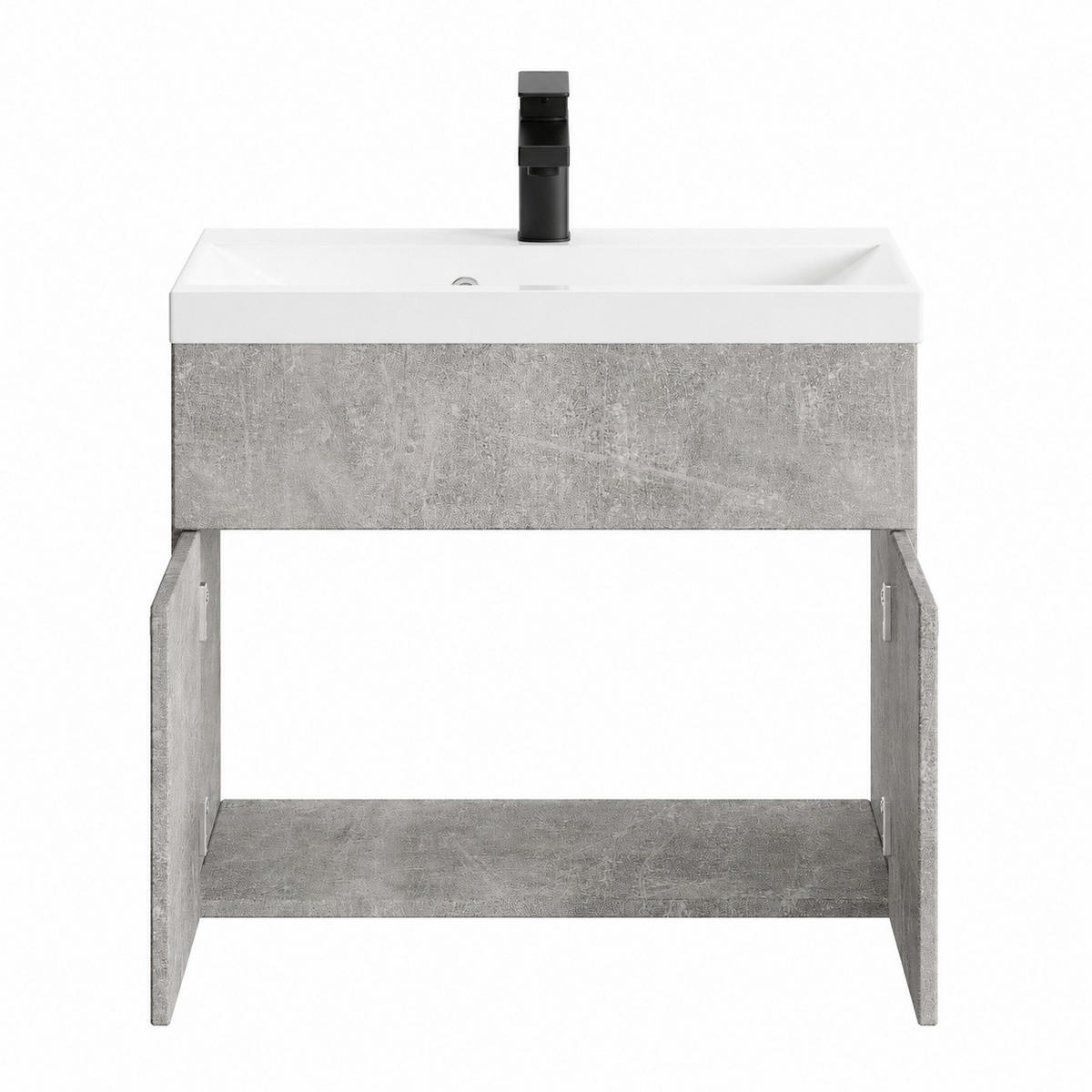 BADMÖBEL-SET Montreal 2 Teile Beton Grau - 60 x 35 x 51 cm - Grau, Holz (60/51/35cm) - Badplaats