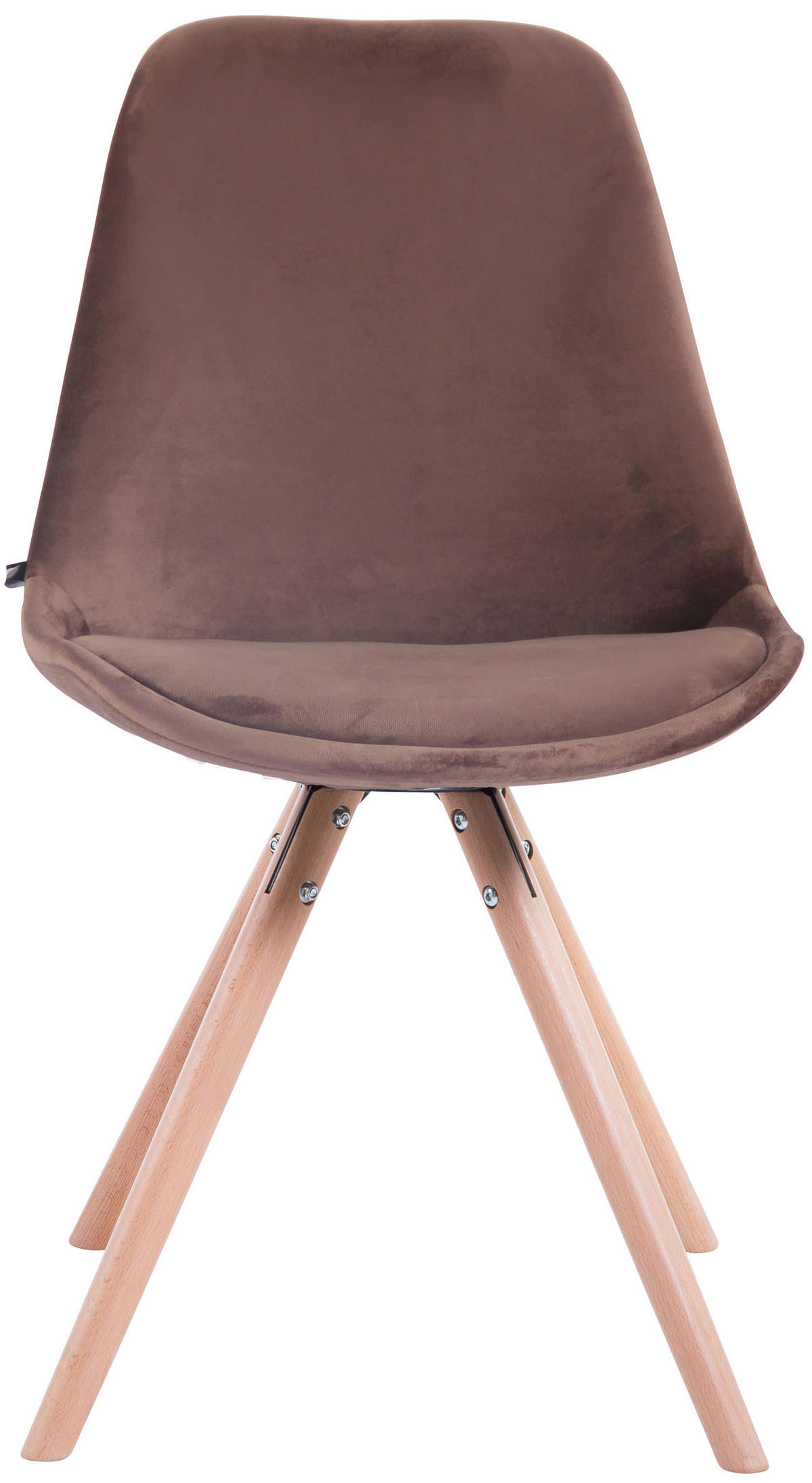 STUHL 4er Set Samt braun - Eukalyptusholzfarben/Braun, Holz/Textil (48/84/56cm) - CLP