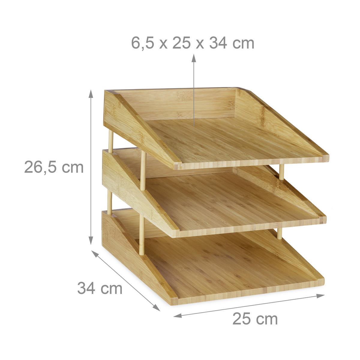 UKLADANIE dokumentov - svetlohnedá, drevo (25/26.5/34cm) - Relaxdays