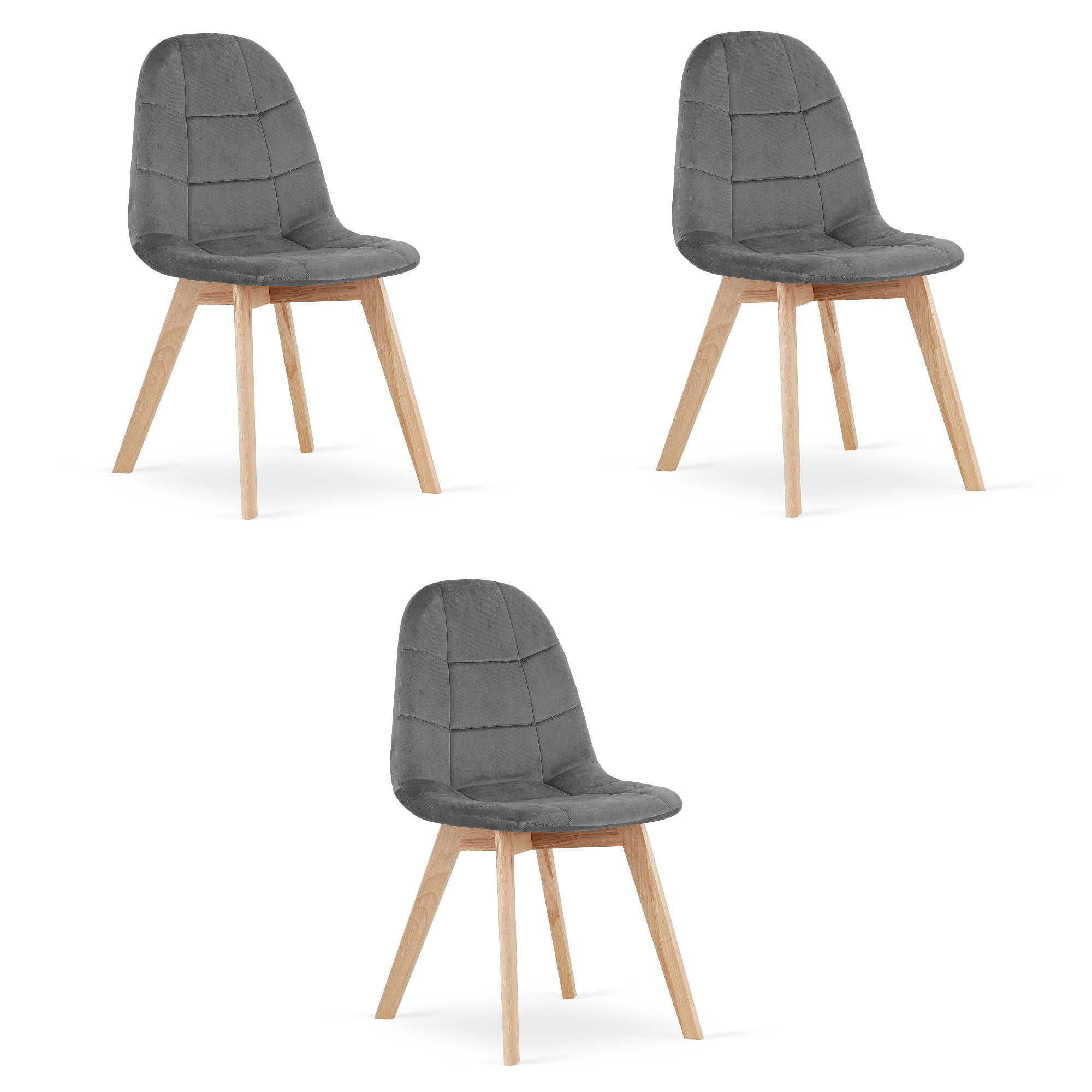 ESSZIMMERSTUHL 3-er Set NUUC dunkelgrauer Sitz - Dunkelgrau, Textil (44.5/81.5/54cm) - Valora