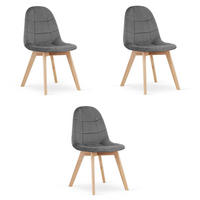 ESSZIMMERSTUHL 3-er Set NUUC dunkelgrauer Sitz - Dunkelgrau, Textil (44.5/81.5/54cm) - Valora