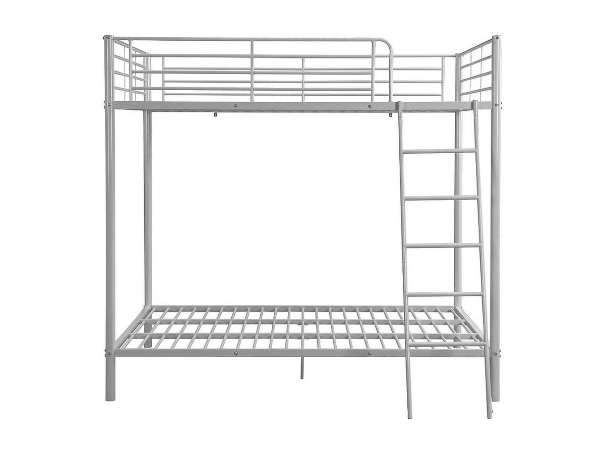 ETAGENBETT + Matratze - 2 x 140 x 190 cm - Silberfarben - GEMINI III - Silberfarben/Weiß, Metall (140/199cm) - Vente-Unique