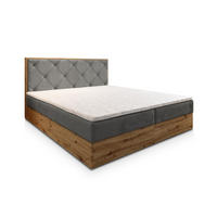 BOXBETT FOSCO 140x200 cm mit Matratze und Topper - Grau - Grau, Holz (140/200cm) - MASSENO
