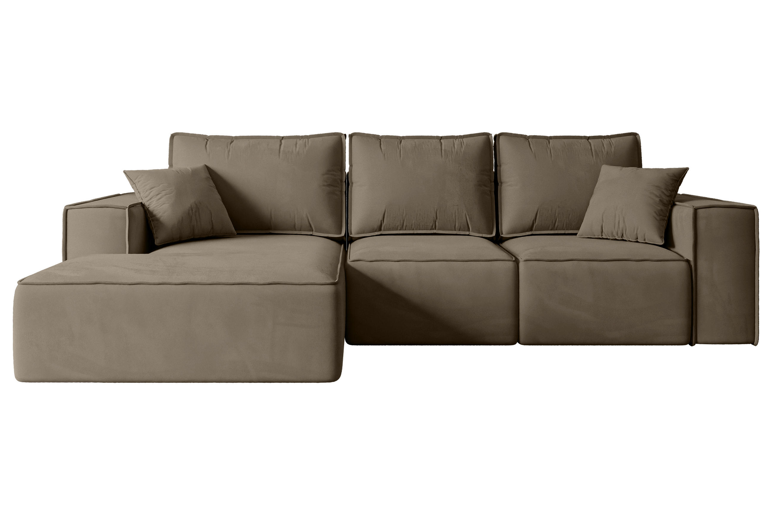 ALTDECOR ROHOVÁ SEDACÍ SOUPRAVA s funkcí lůžka a úložným prostorem SERRA-L-S – 266x161x87 cm, hnědá barva, velur