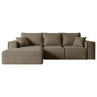 ECKSOFA mit Schlaffunktion und Bettkasten SERRA-L-S - 266x161x87 cm Braun Velours - Schwarz/Braun, Holzwerkstoff/Kunststoff (266/161cm) - ALTDECOR