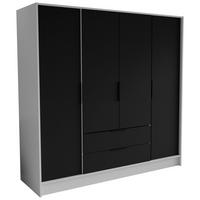 DREHTÜRENSCHRANK CAVA 200/200/51 cm Modern Kleiderschrank 4-türig Weiß - Schwarz/Weiß, Holzwerkstoff (200/200/51cm) - MASSENO
