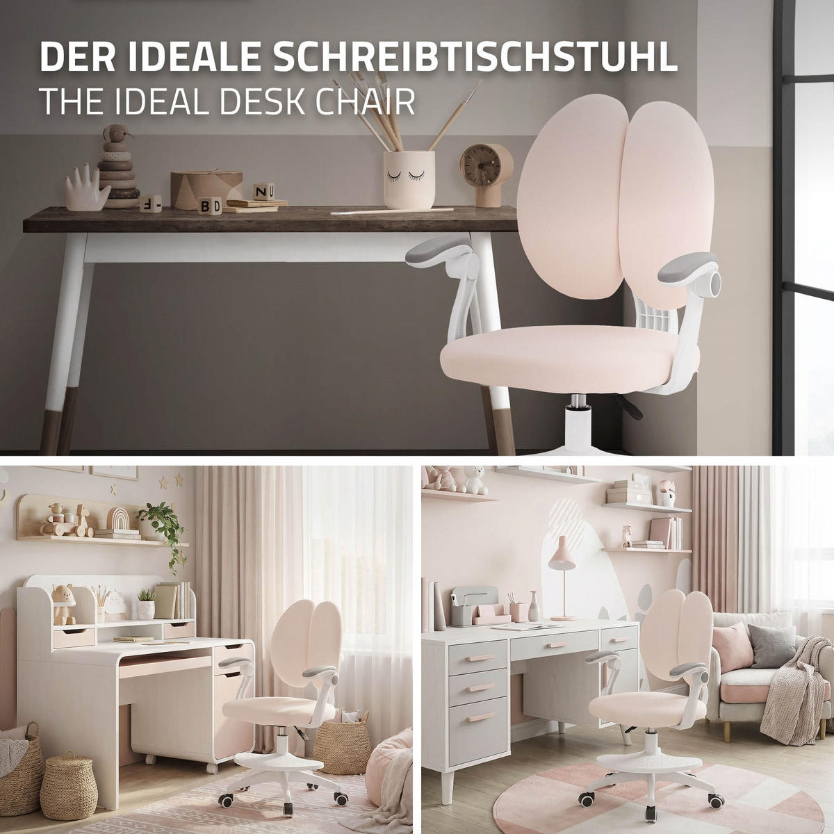 DĚTSKÁ ŽIDLE K PSACÍMU STOLU, béžová, 95–107 cm, z polyesteru - bílá/béžová, textil/plast (53/107/53cm) - ML-DESIGN