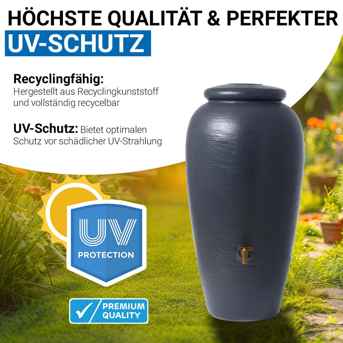 REGENTONNE 220 L, graphite grey - Grau, Kunststoff (59/118/60cm) - 4rain