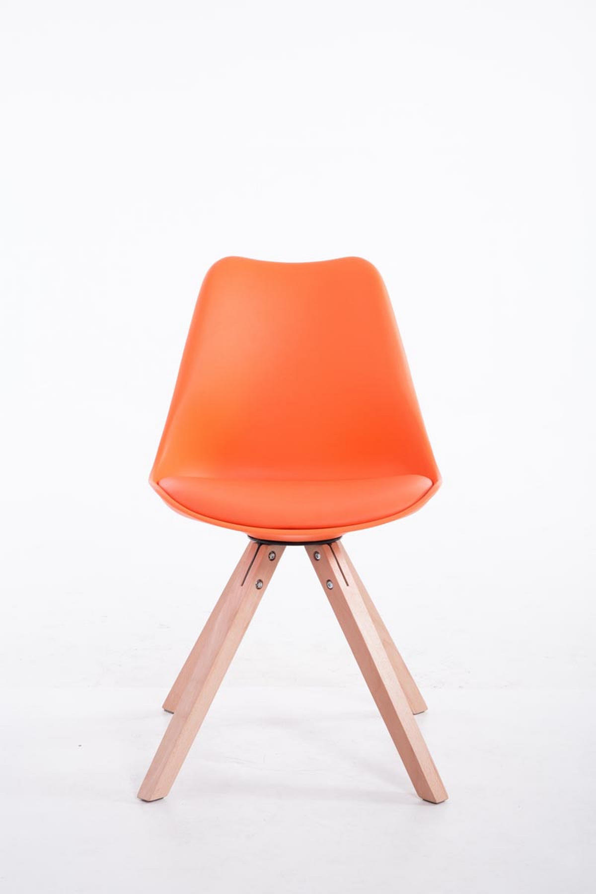 BESUCHERSTUHL Toulon Kunstleder, Gestell Buchenholz Natura Square Orange - Orange/Naturfarben, Holz/Buchenholz (48/83/56cm) - TPFLiving