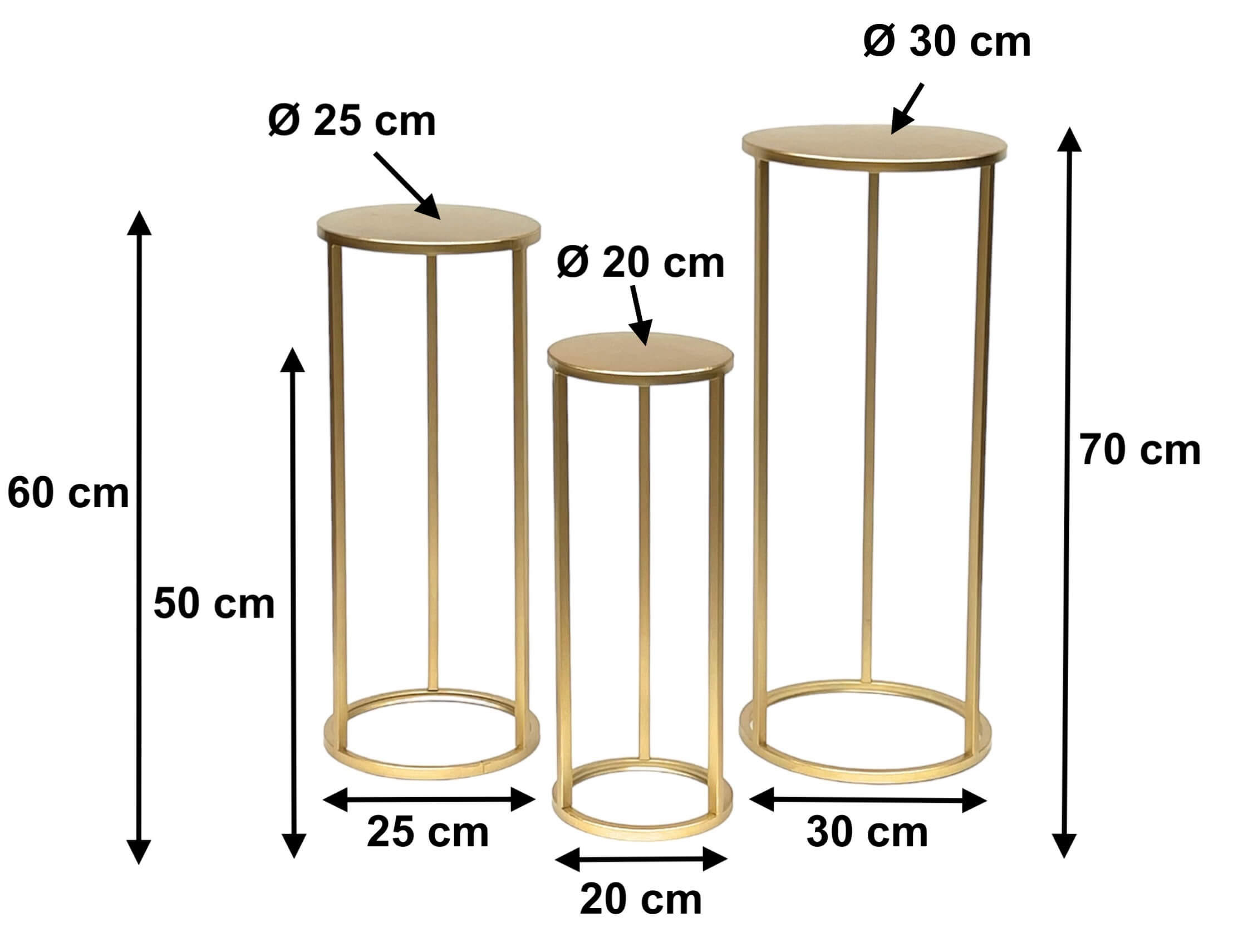 BLUMENHOCKER Metall Gold Rund 3er Set - Goldfarben, Metall (20/50/20cm) - DanDiBo