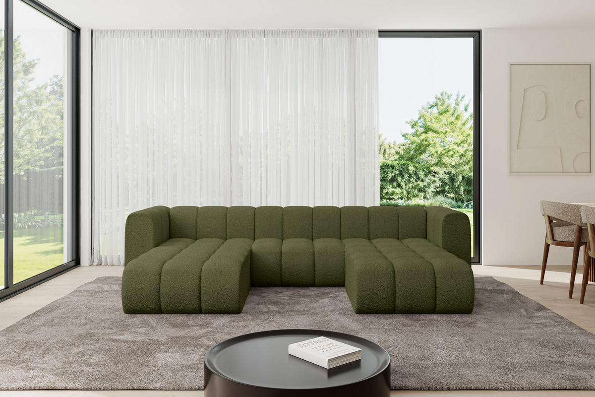 WOHNLANDSCHAFT modulares Sofa Joren-U1 - 319x177x70 cm Grün - Grün, Holzwerkstoff/Textil (319/70/177cm) - ALTDECOR