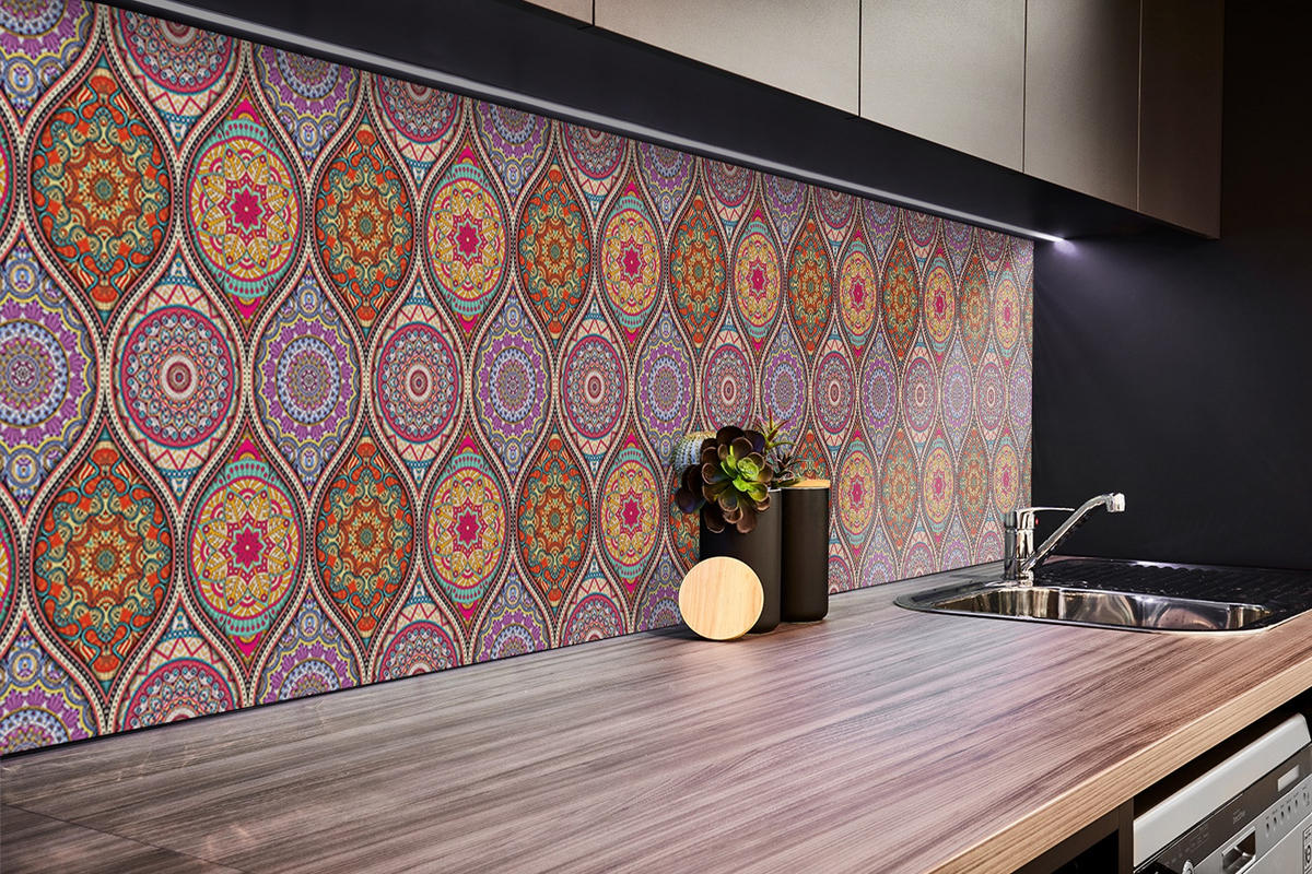 WANDPANEEL 100 x 50 cm Wunderschönes Mandala - Violett/Rot, Textil (100/1.6/50cm) - TULUP