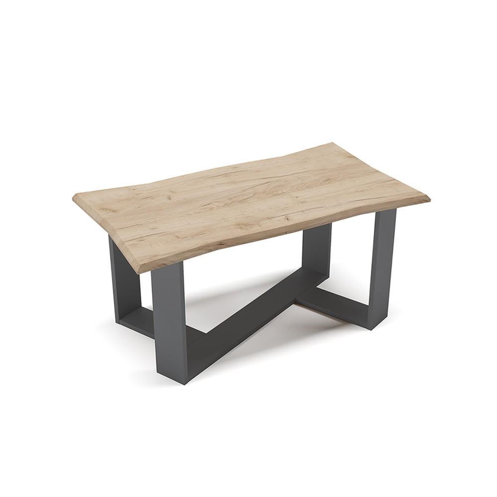 COUCHTISCH Arne Goldkraft Eiche 90 x 50 cm - Anthrazit/Eiche Wotan, Holzwerkstoff (50/90/42.3cm) - Vicco