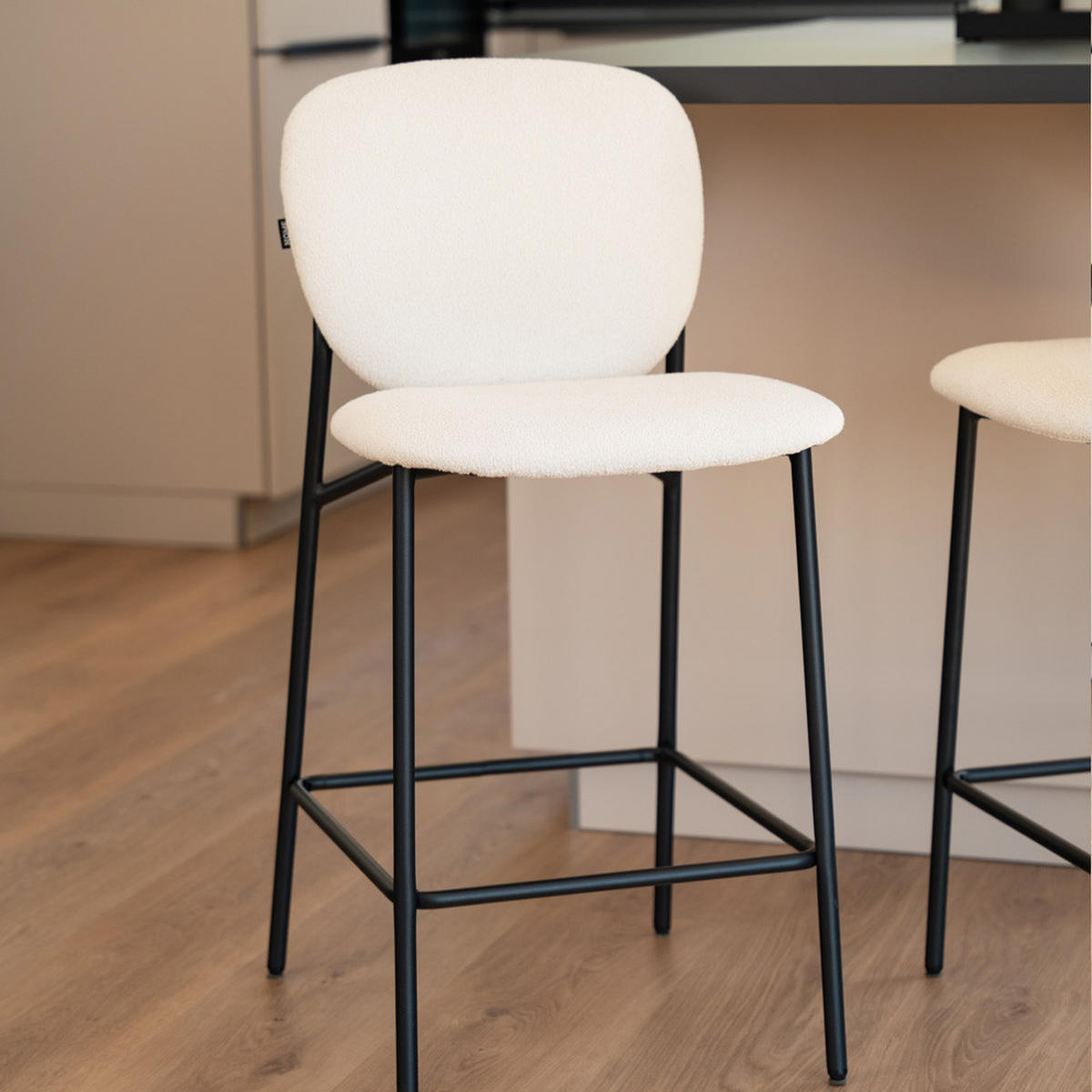BARHOCKER CELDA - Menge: 4, Farbe: Bouclé Weiß - Weiß, Kunststoff (44/93/52cm) - Home Deluxe