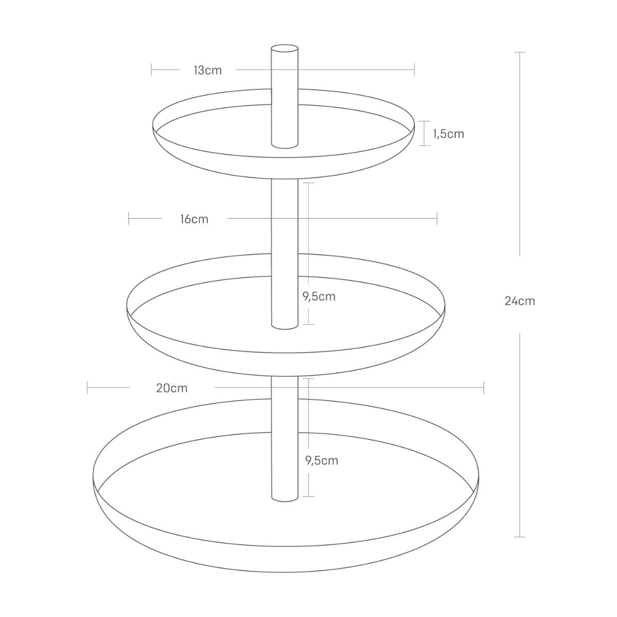 ETAGERE / Servierturm Tosca - 3-stöckig - Weiß, Metall (20/24cm) - Yamazaki