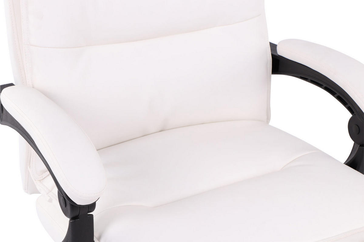 CHEFSESSEL Lederlook weiß - Chromfarben/Weiß, Textil/Metall (67/115/84cm) - CLP