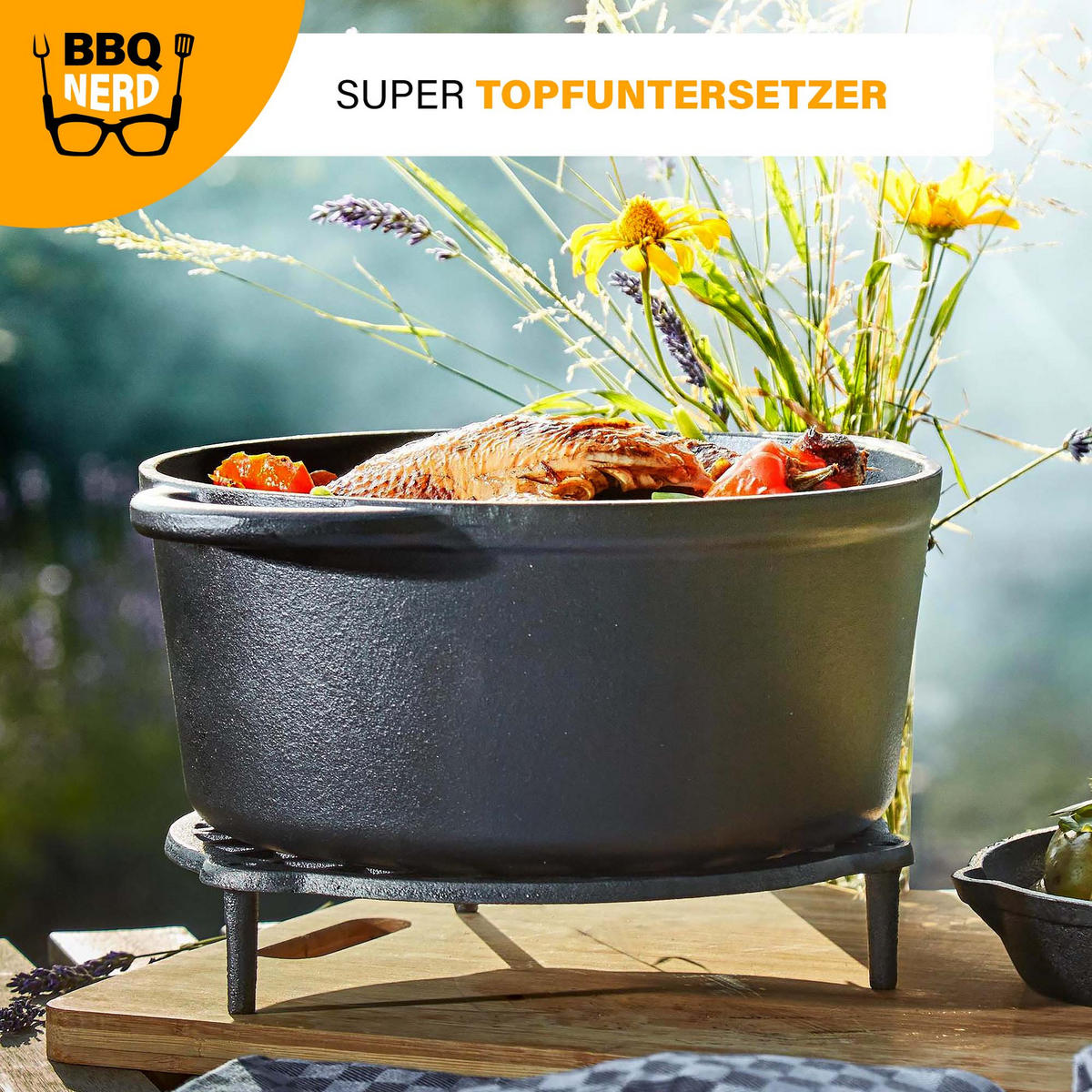 STAPELROST Gusseisen Ø22cm für 4,2L Dutch Oven Feuertopf - Schwarz, Metall (21/5/21cm) - BBQ Nerd
